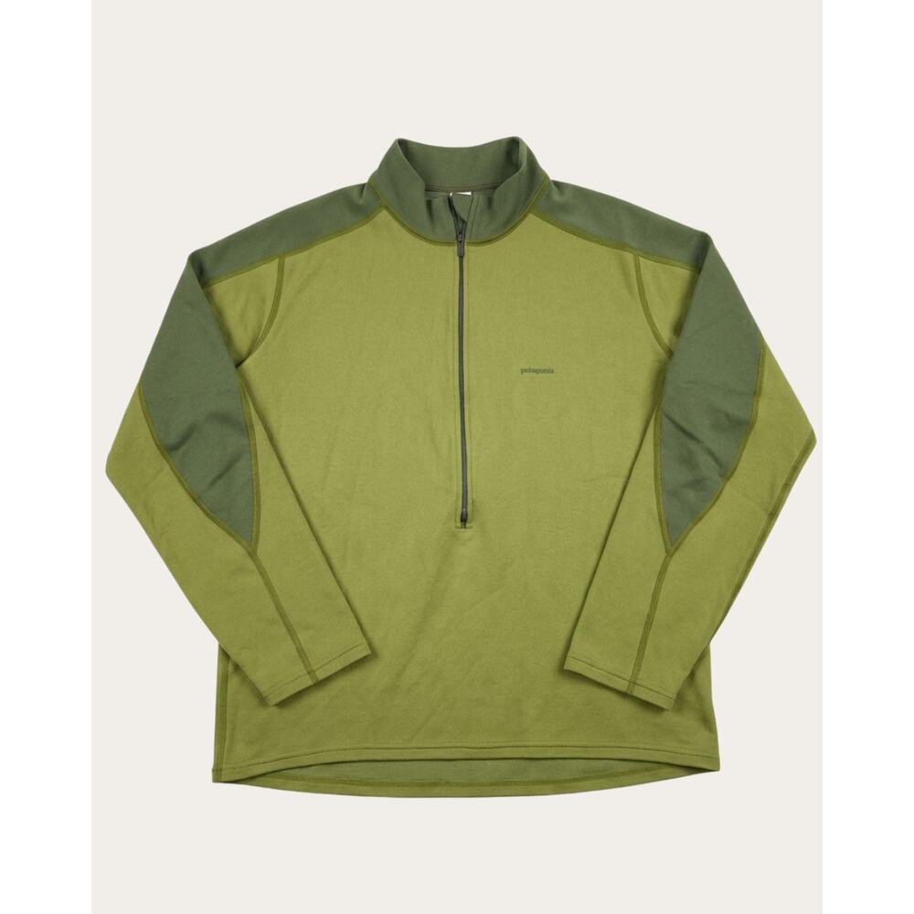 Vintage Y2K Patagonia Axuwool 1/4 Zip Pullover Green Wool Poly Blend  Size L
